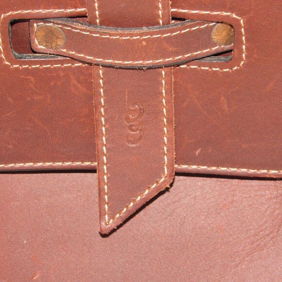 Pad & Quill Luxury Laptop Bag Mahogany Brown Leather Messenger Flap Portfolio - Picture 2 of 7